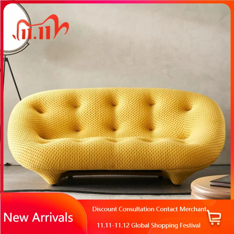 Home Designer small apartment Italian shell shape fabric sofa living room sofas and seating couch 200cm armchair furniture