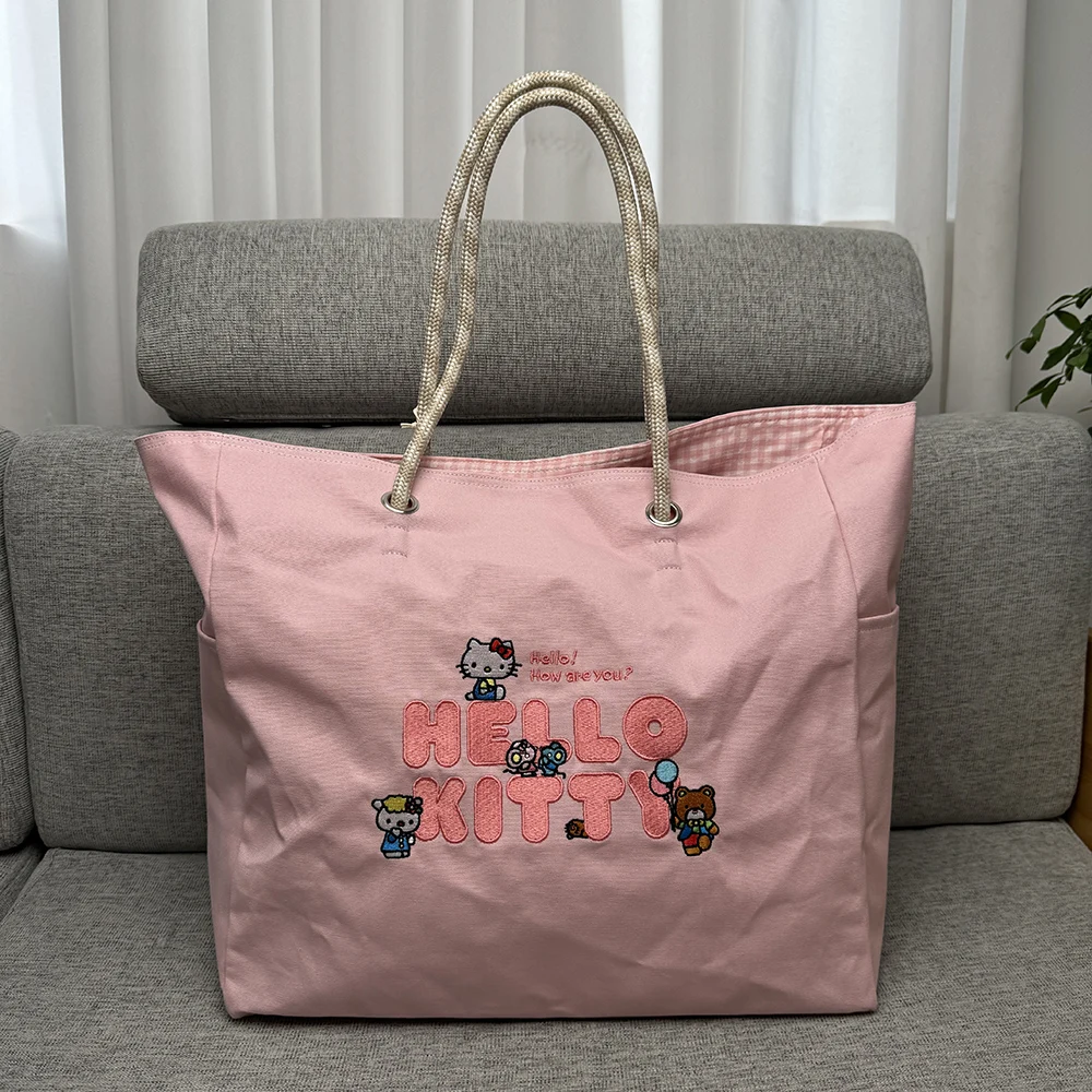 2024 New Sanrio Hello Kitty Large Capacity Fashion Powder Tote Bags Waterproof Commuter Casual Practical Tote Bag For Women Girl