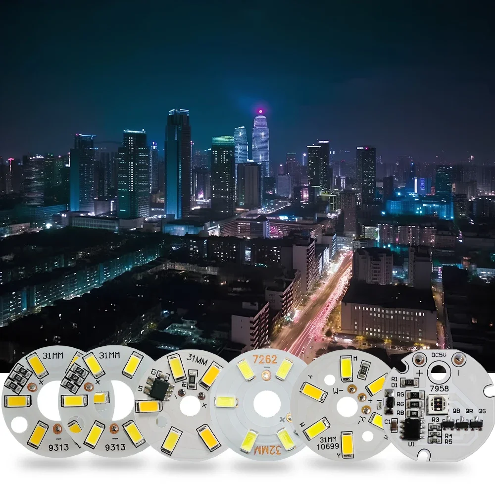 5PCS 3W 5V Low Voltage 3V LED Chip Round White Warm White Tricolor DIY Lamp Beads Light Source Lighting Replacement Parts