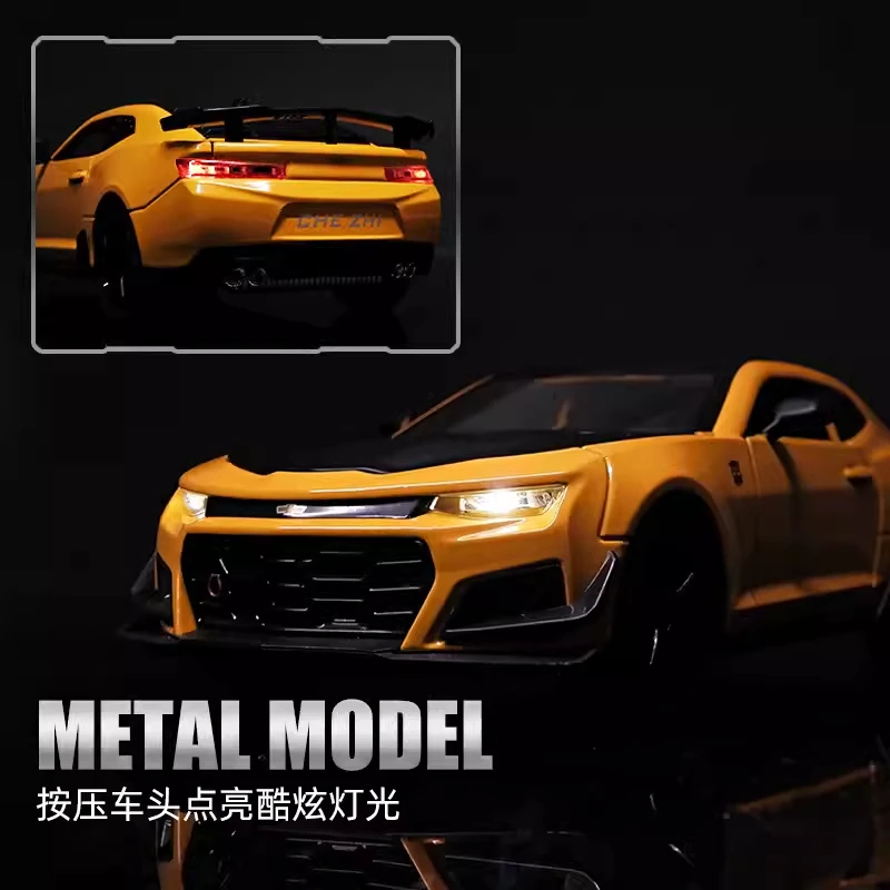 1:24 Chevrolet Camaro Alloy Diecast Model Toy Car Sound And Light Pull Back Metal Car Simulation Collection Gifts Toys Boy A327