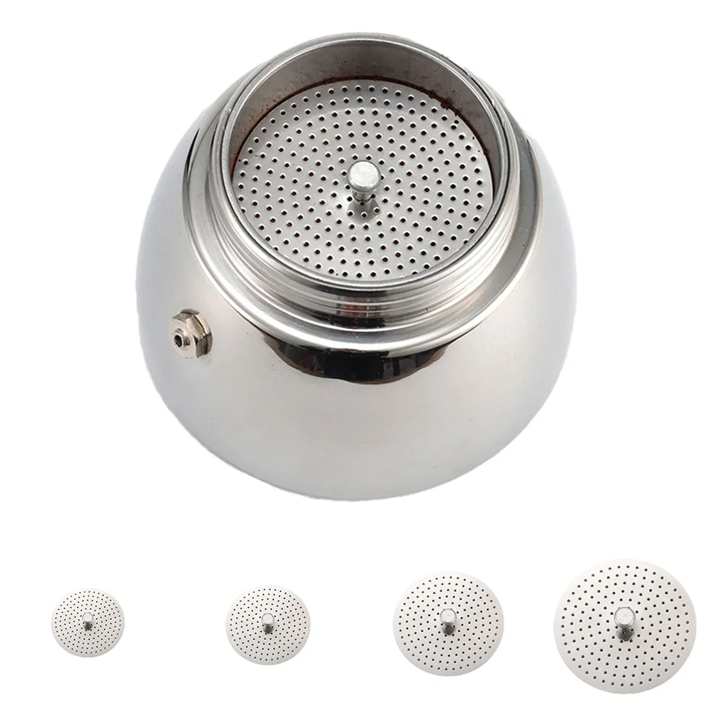 Stainless Steel Filter Espresso Tamper Filter Moka Pot Pressed Powder Reducing Filter For Mocha Pot Coffee Pot Replacement