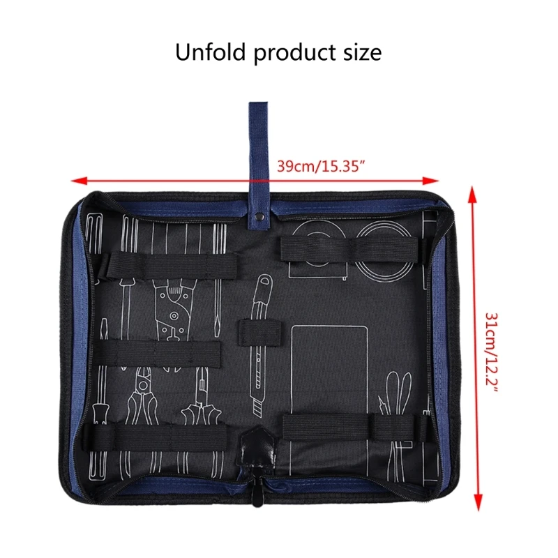 94PD Electrician Tool Pouch with Pocket Heavy-Duty Oxford Cloth Waterproof Small Storage Bag Zipper Closure Portable