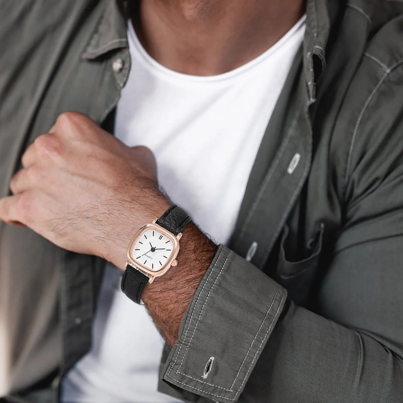 Fashion Business Square Watch Manufacturers Simple Personality Retro Students Quartz Belt Watch Women Wristwatches Reloj Hombre