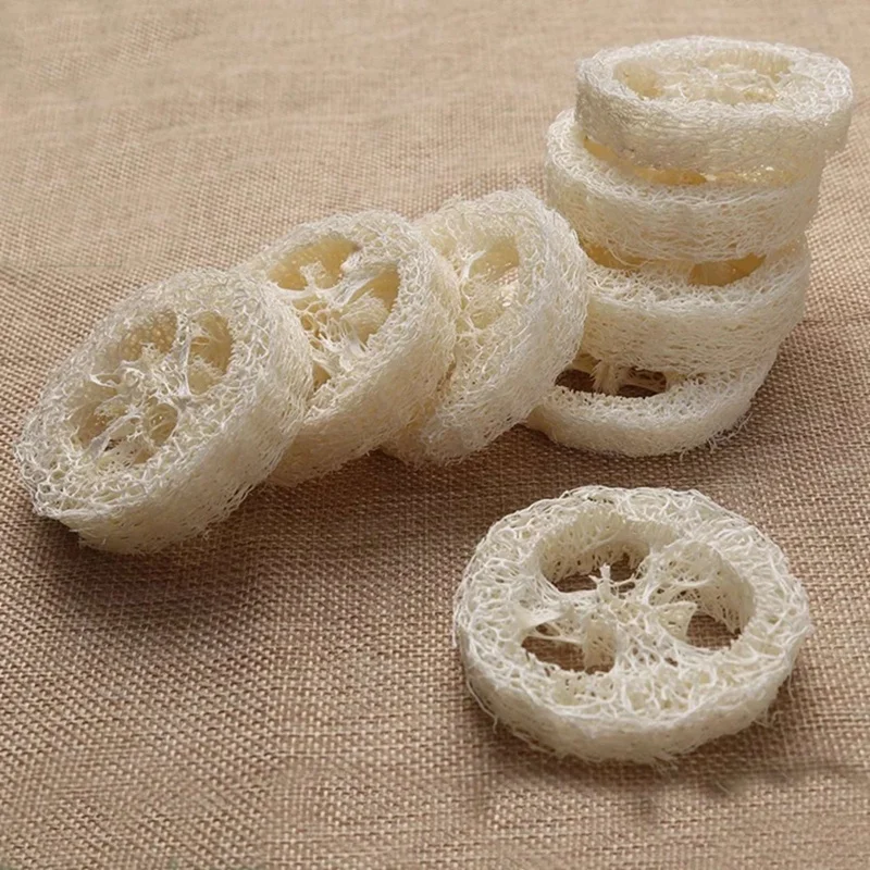 450Pcs Natural Loofah Luffa Loofa Slices Handmade Loofah Soap Box Tray Tools Cleaner Sponge Facial Soap Holder