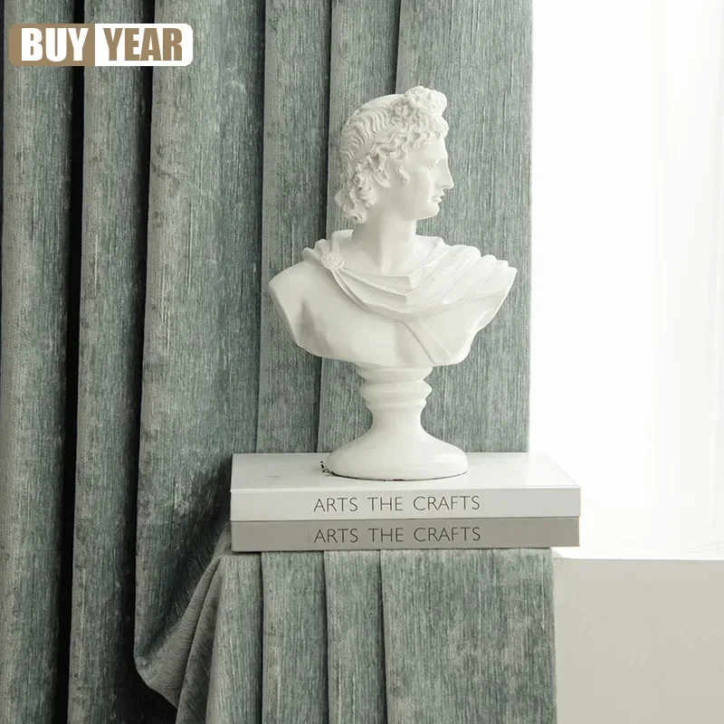 

Thickened Fabric Light Luxury Tulle Curtains For Living Dining Room Bedroom French High Shading Double Sided Chenille Cashmere