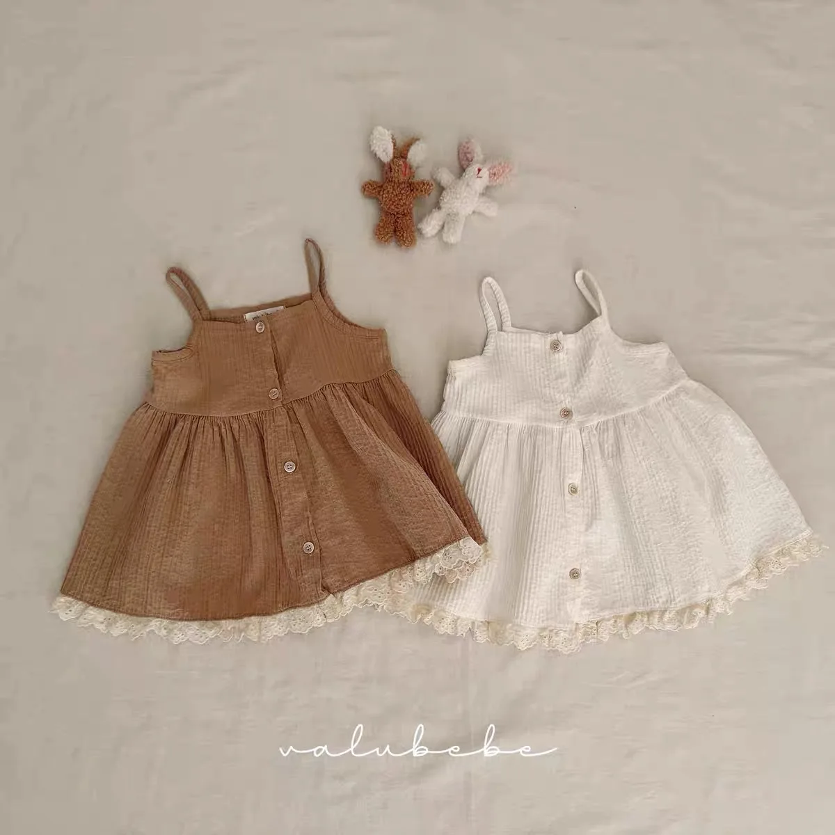 Summer New Korean Girls' Lace Patchwork Dress Sweet Clothes 5888 Children's Suspender Dress  2025