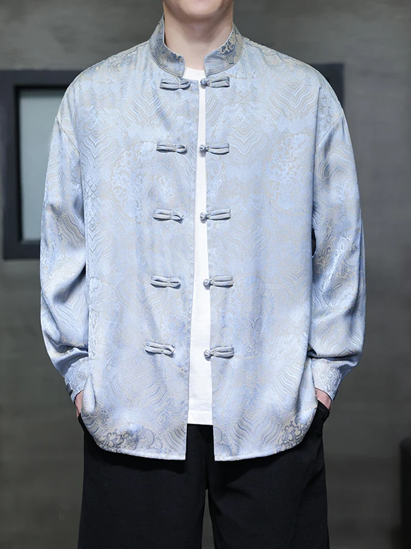 

Новый китайский костюм Sle Long Sve с вышивкой, винтажный костюм Тан на пуговицах, свободный повседневный костюм большого размера для мужчин, повседневная одежда