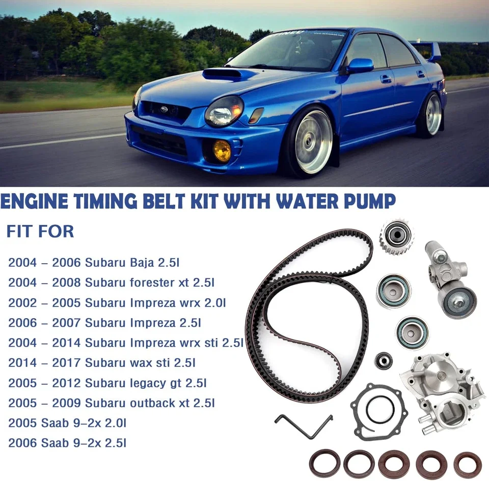 Timing Belt Water Pump Kit for 2004-2017 Subaru Impreza WRX Outback XT BAJA 2.5L 13033AA042 21111AA084 13028AA240 13073AA230