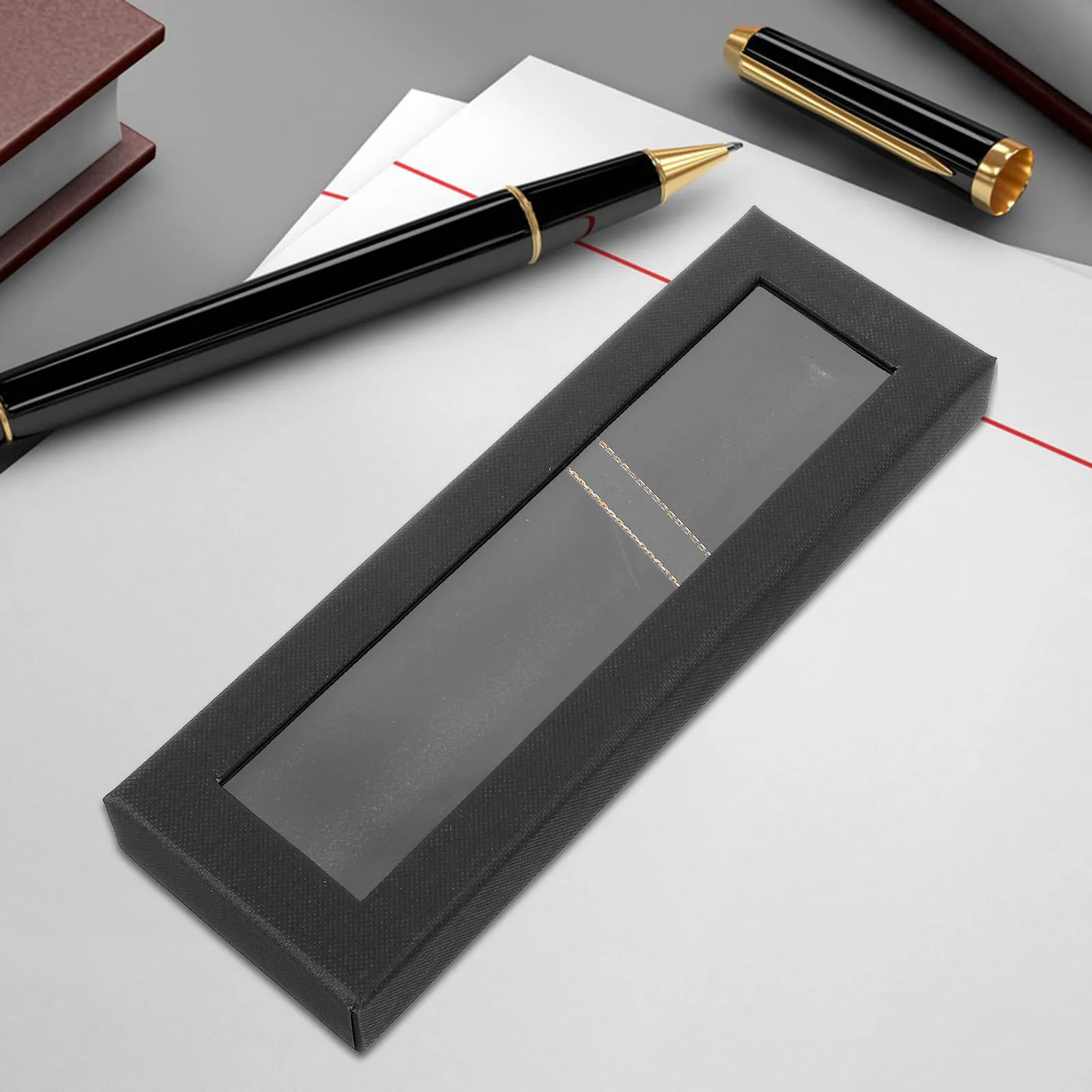 

2pcs Black Paper Pen .5x6.0x2.2cm Gift Packaging Empty Decorative Container Organizer Case Display Pencil Holder