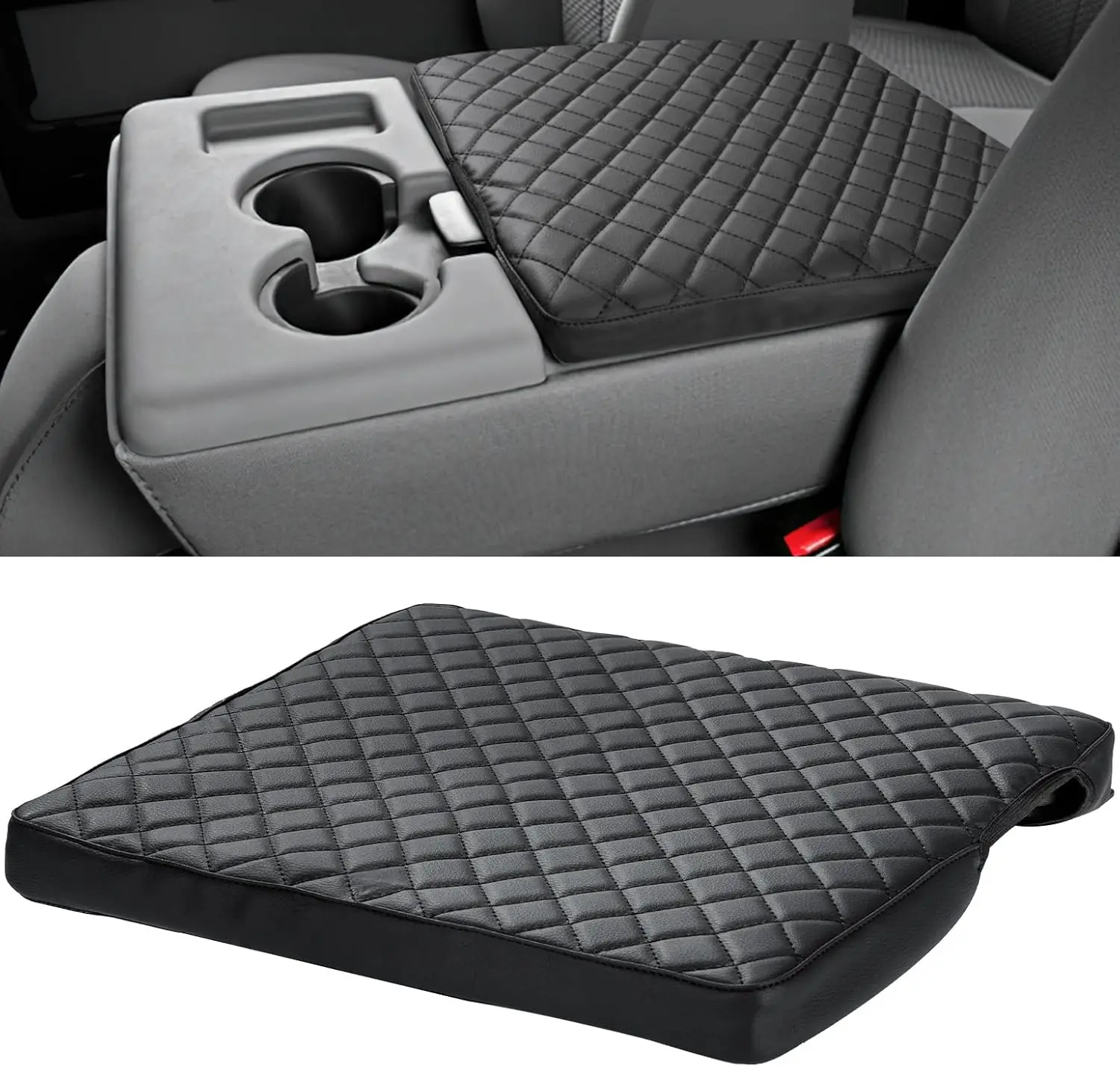 

black Center Console Cover for Ford F150 and F250 2015-2024 Center Console Lid Armrest Cover Jump Seat Console