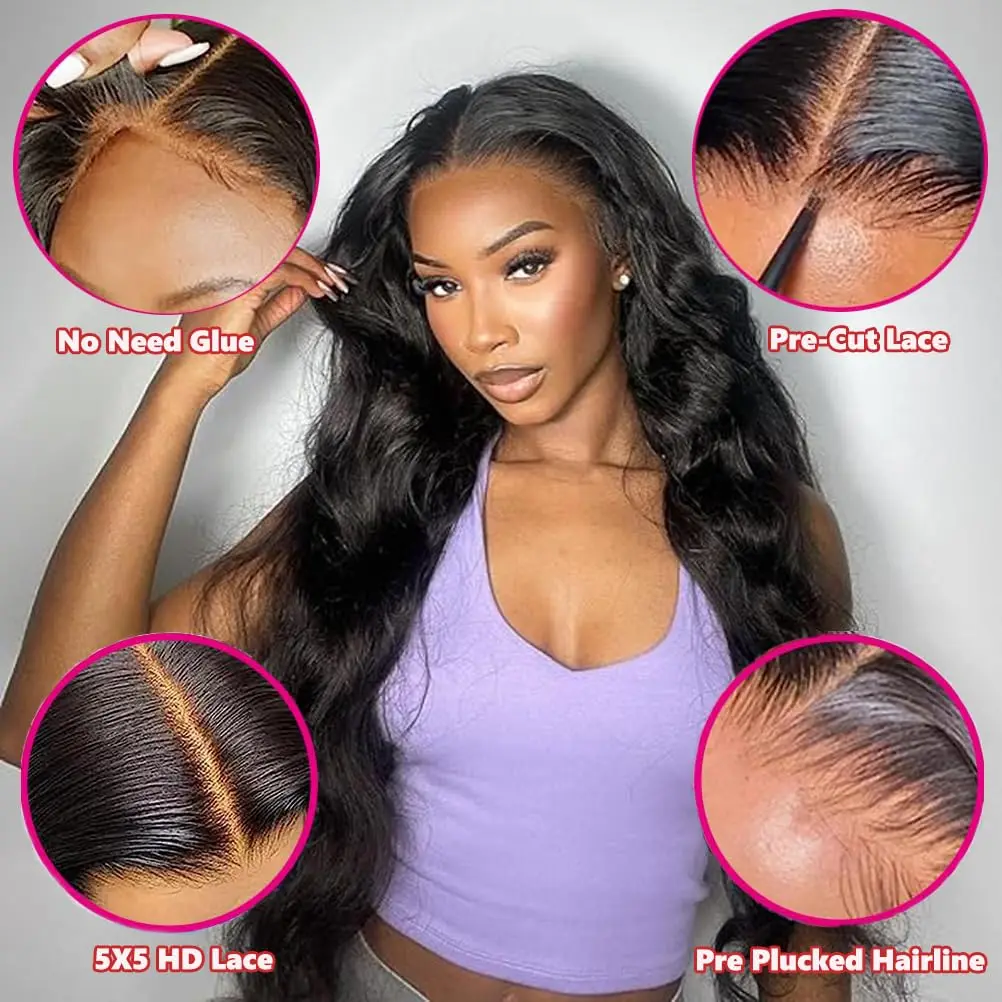 Wear Go Glueless Wig Brazilian Body Wave 6x4 5x5 9x6 7x5 Lace Closure Glueless Wig Human Hair Ready To Wear Pre Cut Pre plucked