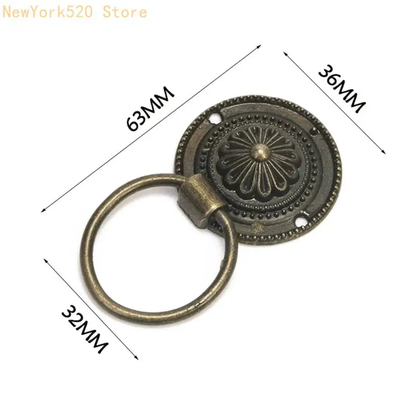Mini Retro Drawer Pull Wardrobe Cabinet Round Ring Handle Cupboard Knobs N84C