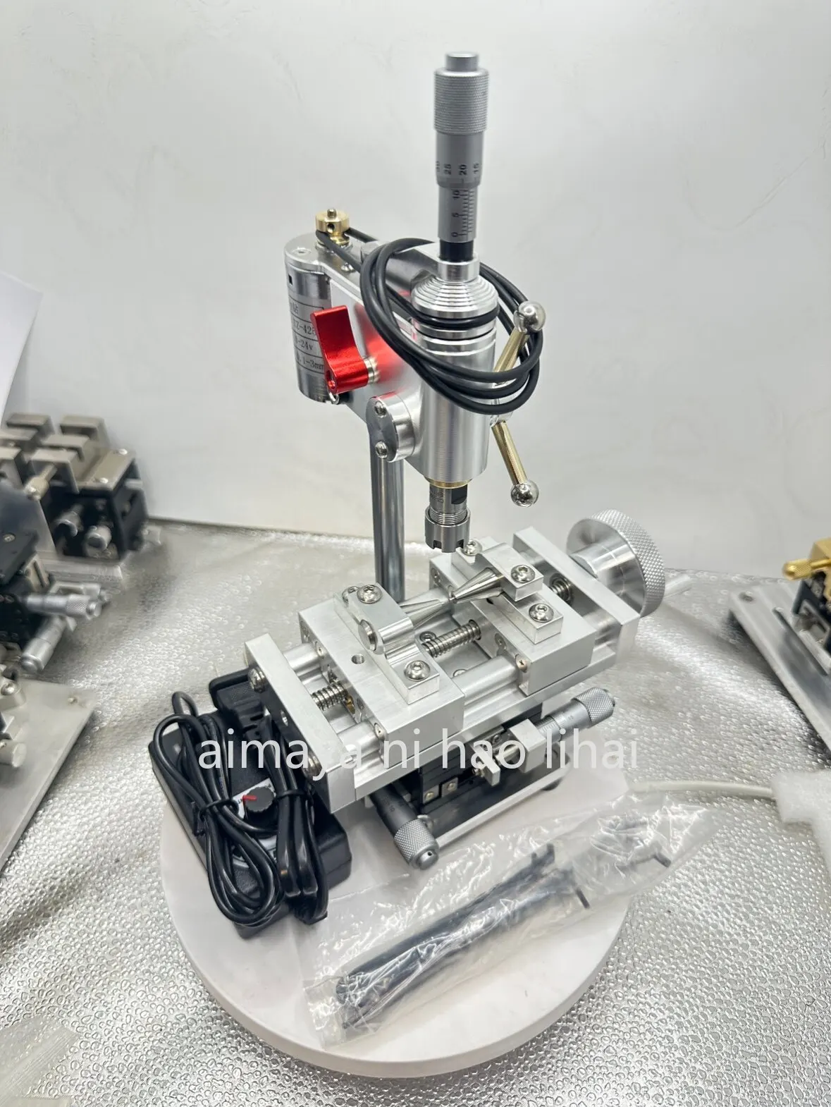 Mini Bench Drill Press for Beads Jewelry Making, Upgrade Monkey Head Inlay Gold Letter Drill Tool