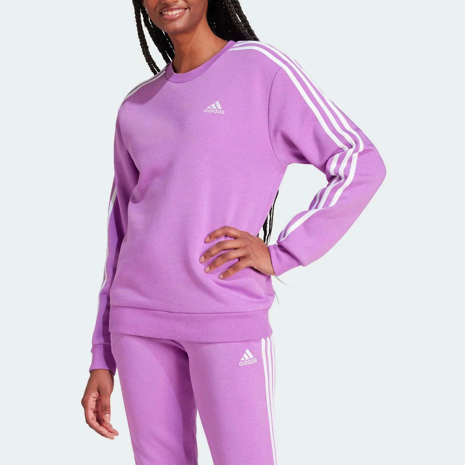 

Оригинальная женская флисовая толстовка Adidas с круглым вырезом, классическая, на каждый день, IY1710