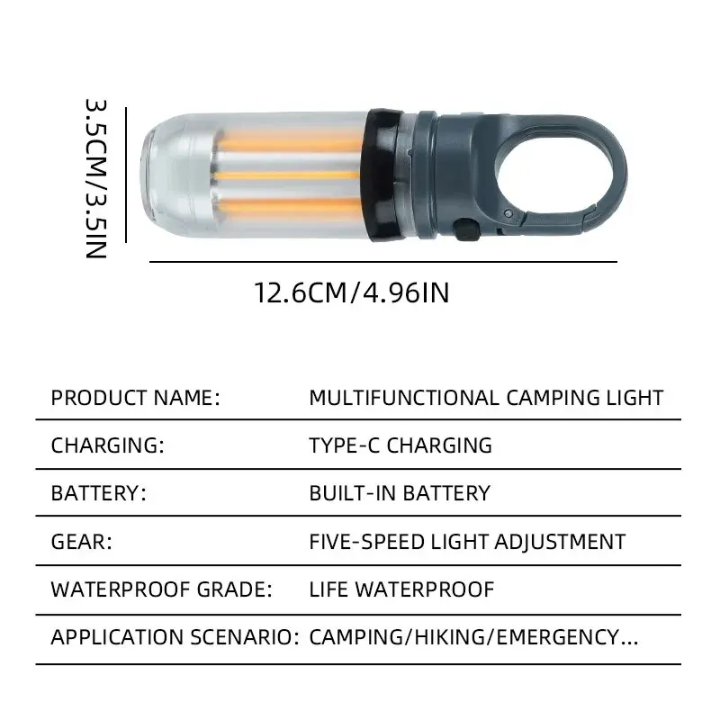 Rechargeable LED Portable Light Super Bright Flashlight Camping Light Work Light 5 Lighting Modes Waterproof Outdoor Light