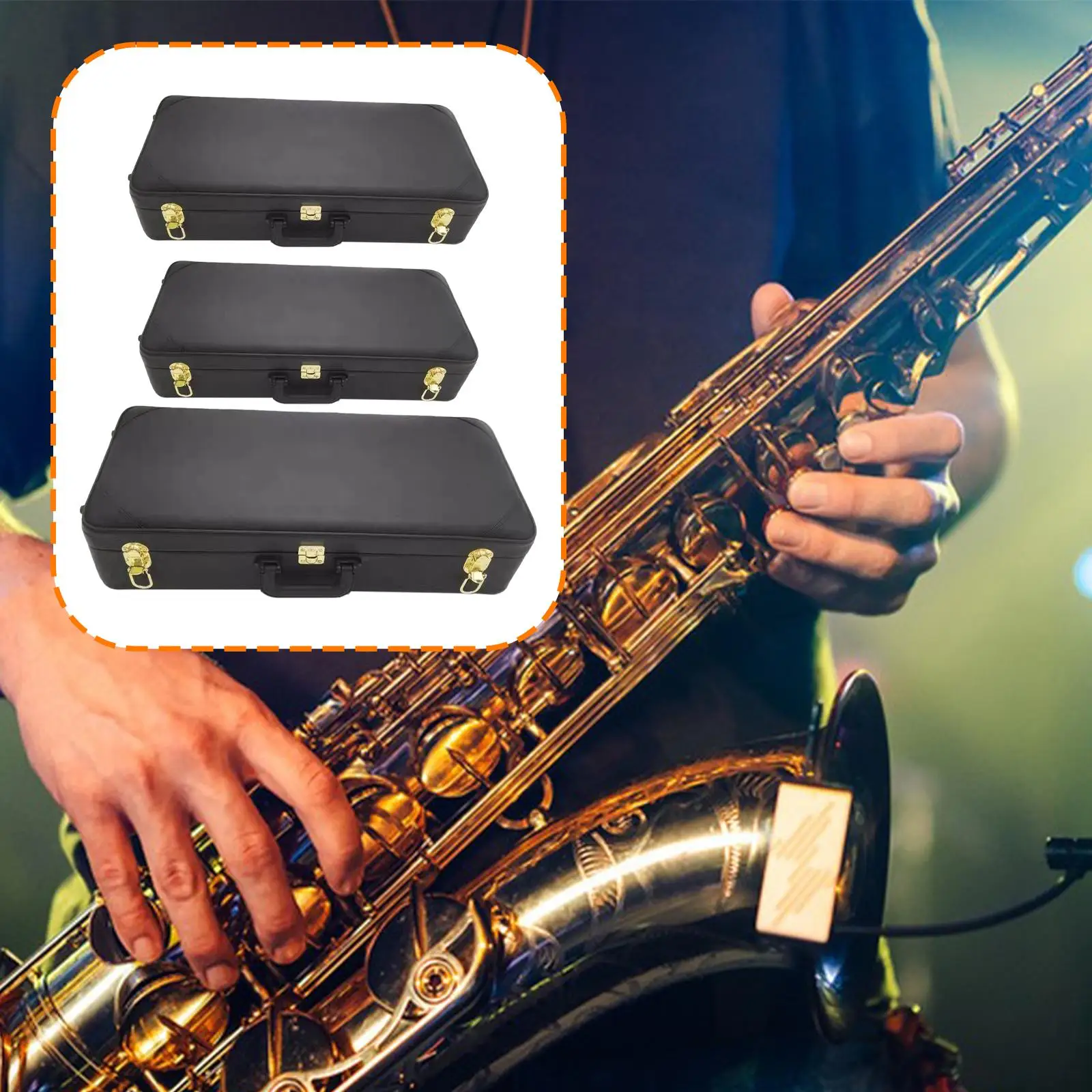 Wind Instrument Case Carry Case Black Lightweight Soft Interior with Clasp Lock Stylish Portable Premium Hard Faux Leather