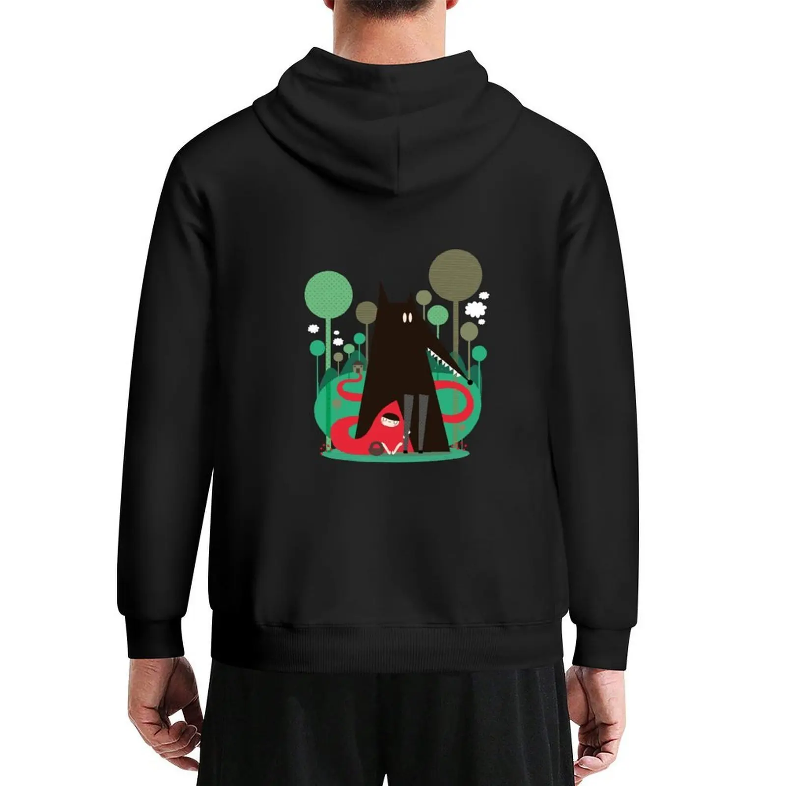 

Red and wolf in the woods Hoodie mens designer clothes autumn jacket men korean clothes men's sweat-shirt set hoodie streetwear