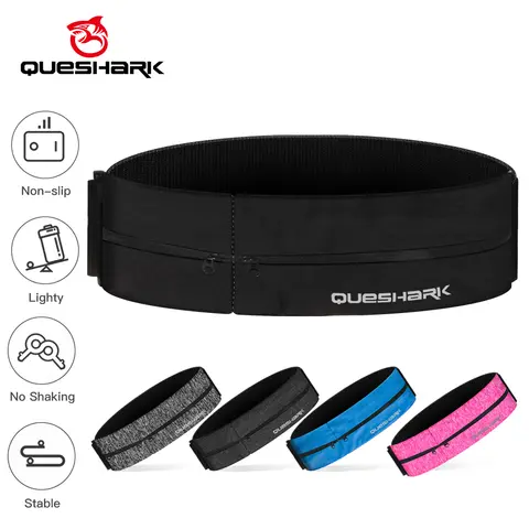 QUESHARK 반사 다기능 러닝 허리 가방 더블 지퍼 포켓 마라톤 체육관 요가 허리 벨트 팩 전화 Wasit 지갑