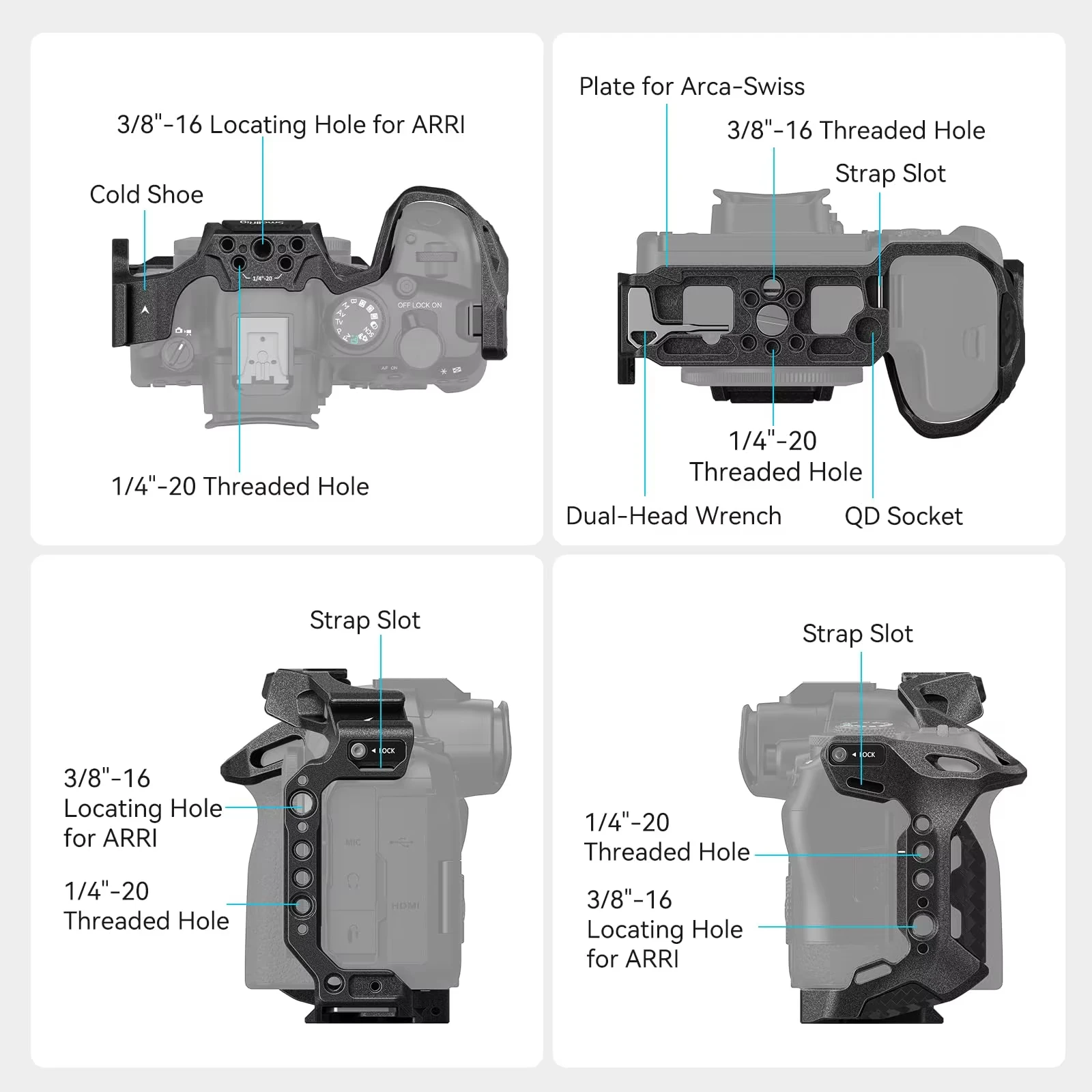 SmallRig “Black Mamba” Full-coverage Camera Cage for Canon EOS R63 / R62 Attaching Handle Camera Expansion Kit SLR Accessories