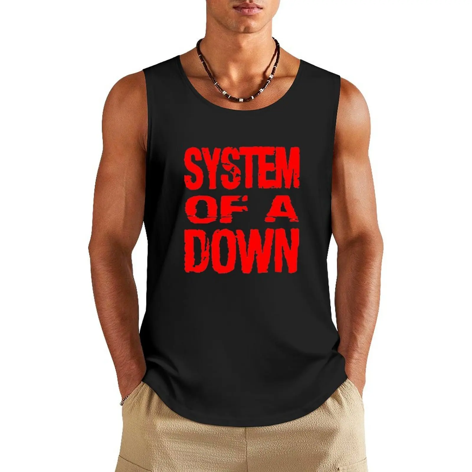 

red Tank Top sleeveless t-shirts for men fashion 2025 man gym t-shirts
