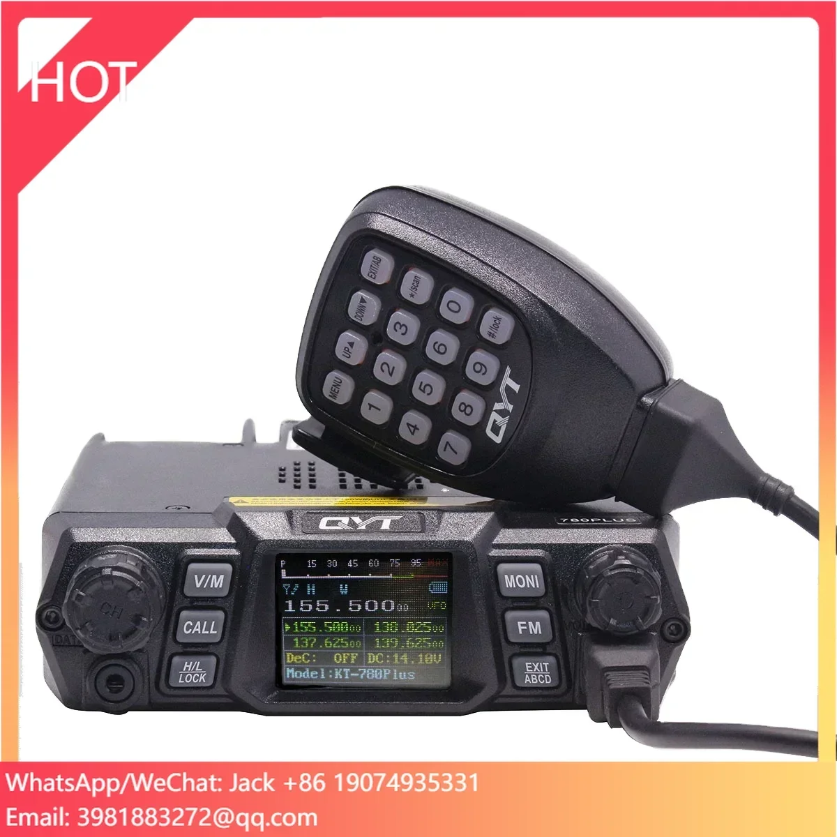 

100 Km Long Range 100W Walkie-talkie Single Band VHF Or UHF Ham Radio Mobile Transceiver Amateur CB Radio KT780 Plus