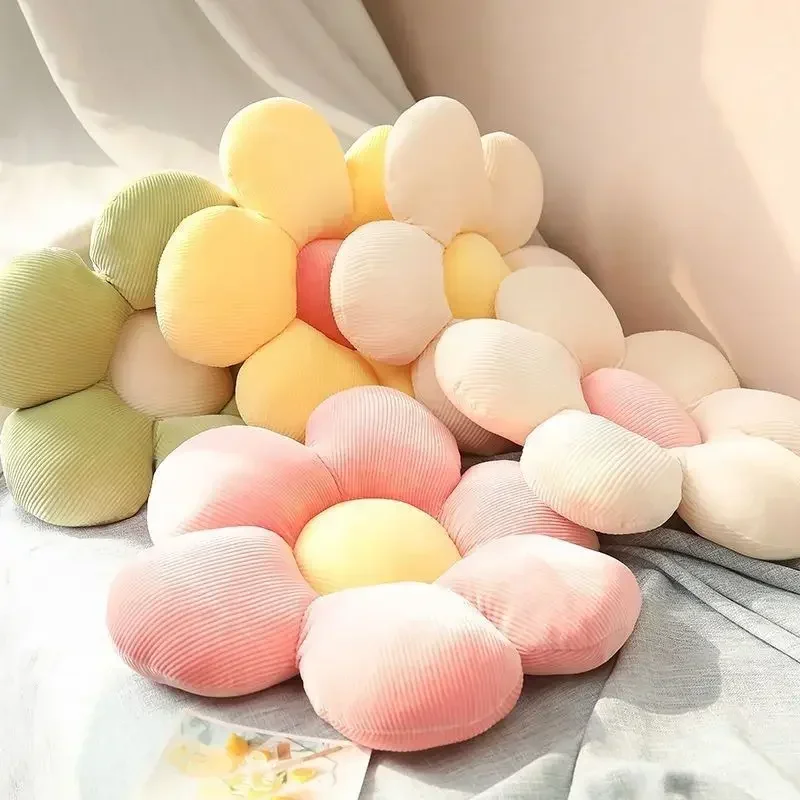 35CM 다채로운 꽃 플러시 베개 식물 꽃잎 쿠션 여자를위한 박제 장난감 아기 홈 장식 선물