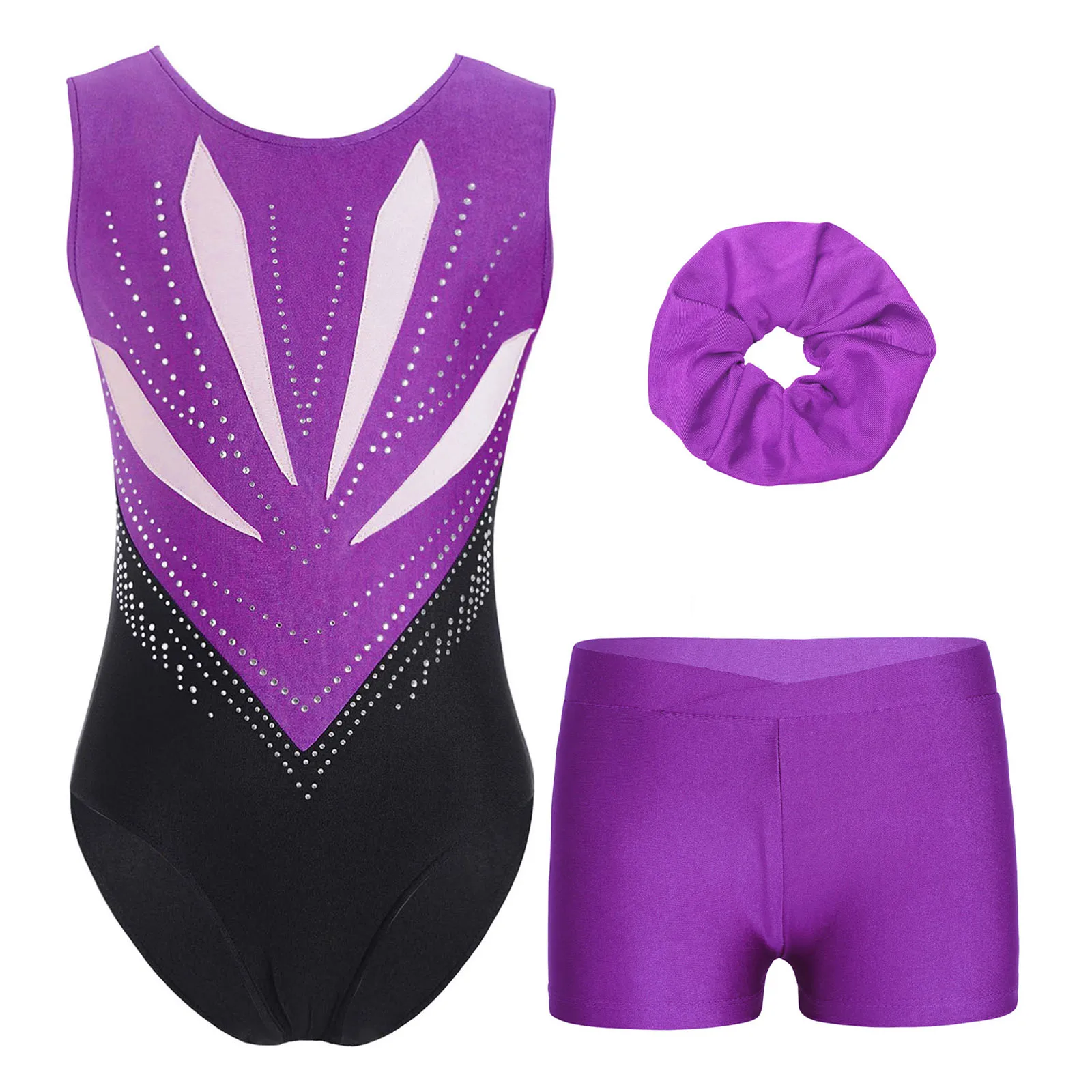 Tenues de sport pour filles, ensemble de ballet justaucorps avec nœud papillon, dos découpé, costume de batterie avec short, combinaisons de patinage sur glace