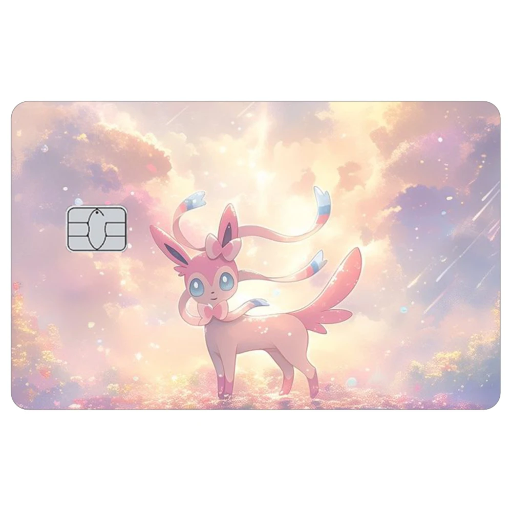 Kawaii 만화 Eevee 시리즈 신용 카드 스킨 스티커 VISA 은행 카드에 적합한 무광택 보호 코팅 여성 장식