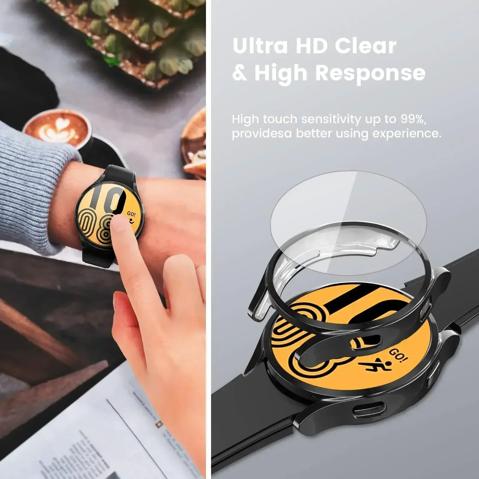 Защитный чехол для Samsung Galaxy Watch 4 5 6 40 мм 44 мм, чехол-бампер из силикона и ТПУ, полная защита экрана, аксессуары