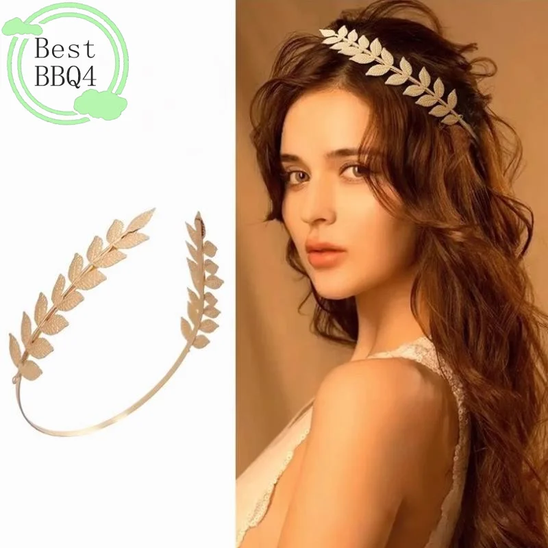 (BBQ4)Retro Gold Color Leaf Headband Headpiece Crown Tiara Headdress Goddess Greek Head Jewelry Bride Wedding Hair Accessory