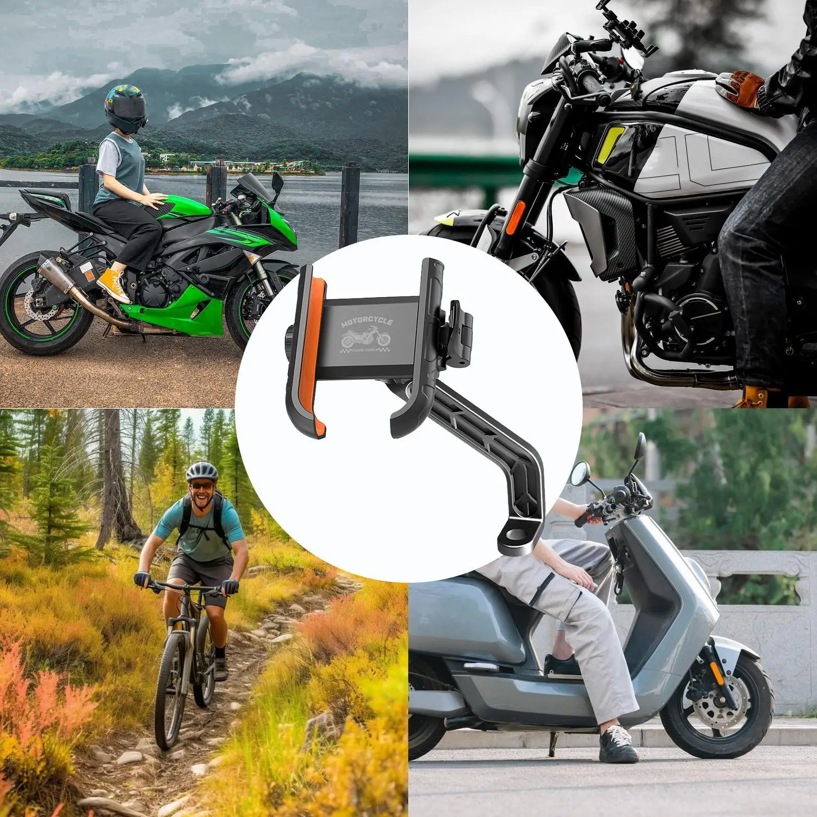 Motorcycle Phone Holder Anti-Shake Rotating Cellphone Clamp Bike Cell Phone Holder For Birthday Racing Navigation Commuting