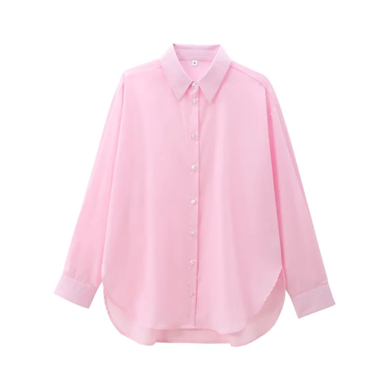 

2025Осенняя модная универсальная новая свободная хлопковая рубашка в европейском и американском стиле для женщин