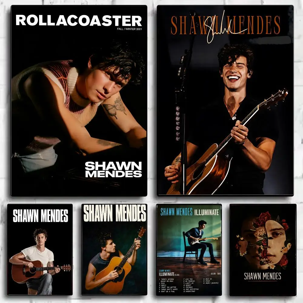 Pop Singer S-Shawn M-Mendes Poster Wall Art Print Sticker for Bedroom Living Room Dorm Office Modern Home Decor