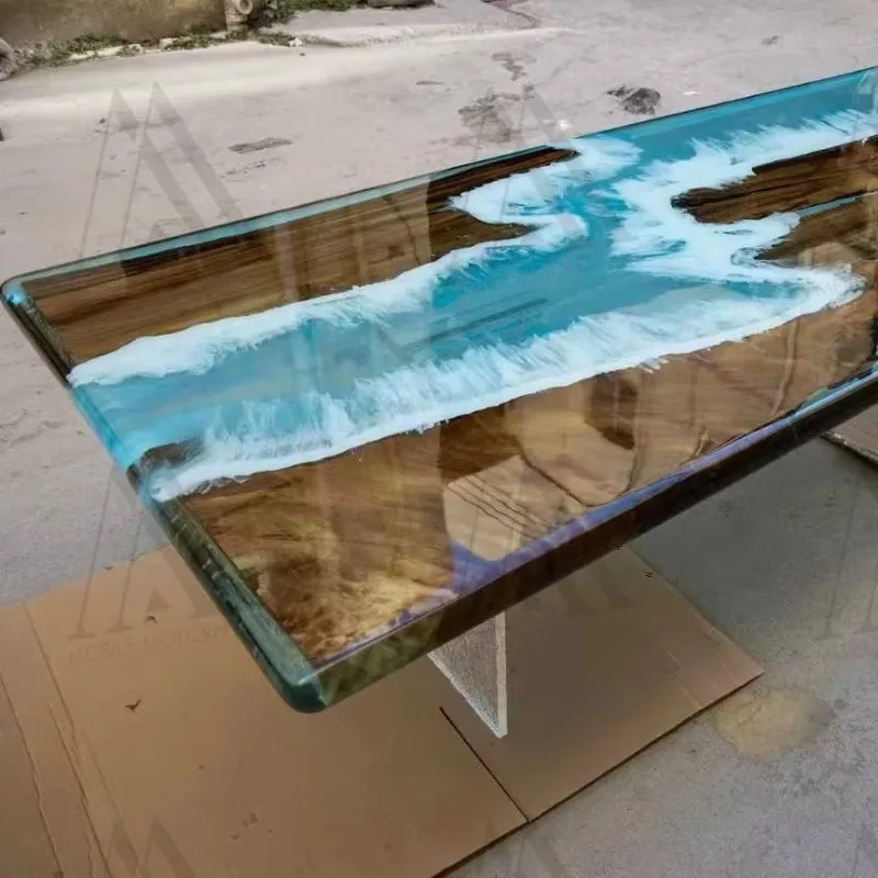 Modern Art Furniture Parts Cafe Hotel Luxury Epoxy River Dining Table Home Furnishing