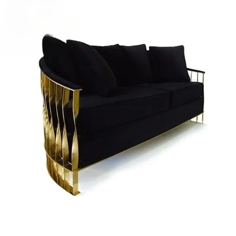 -Italian Light Luxury Single Chair Art Creative Leisure Hotel Club Reception Stainless Steel High-end Sofa Chair - view 3