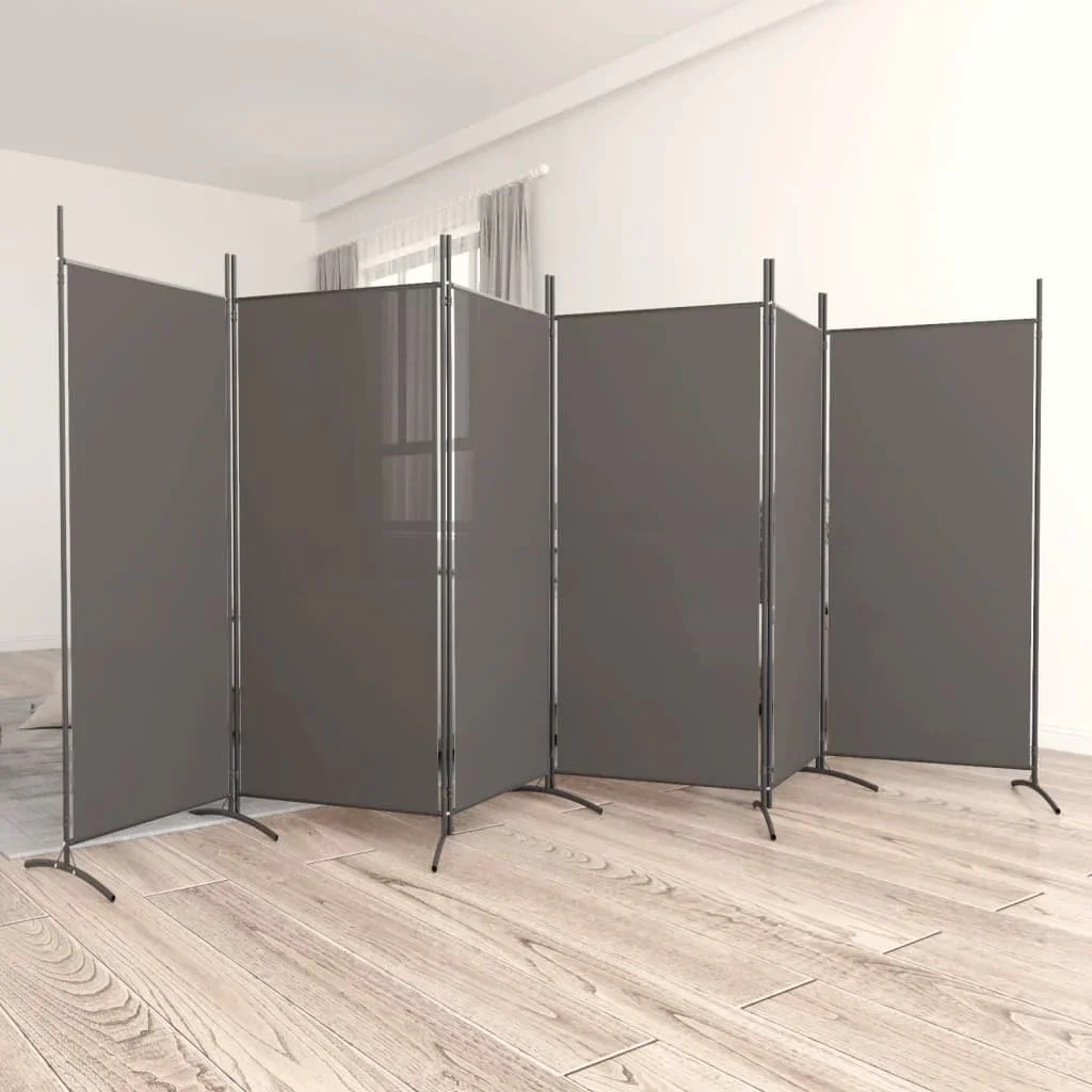 Vidaxl Anthracite 6-Panel Room Divider 520X180 Cm Fabric Privacy Screen,Blackout Screen,Interior Decoration