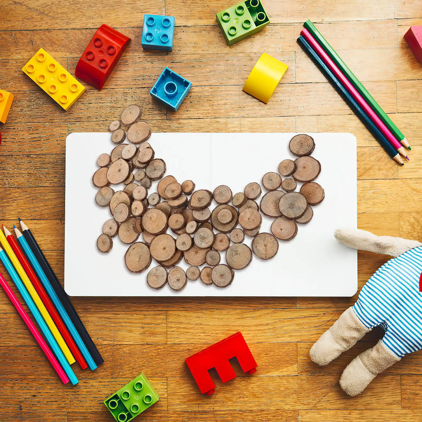 100 Pcs Home Decor Log Pieces Props Photography Wood Wooden Plate Chocolate Child