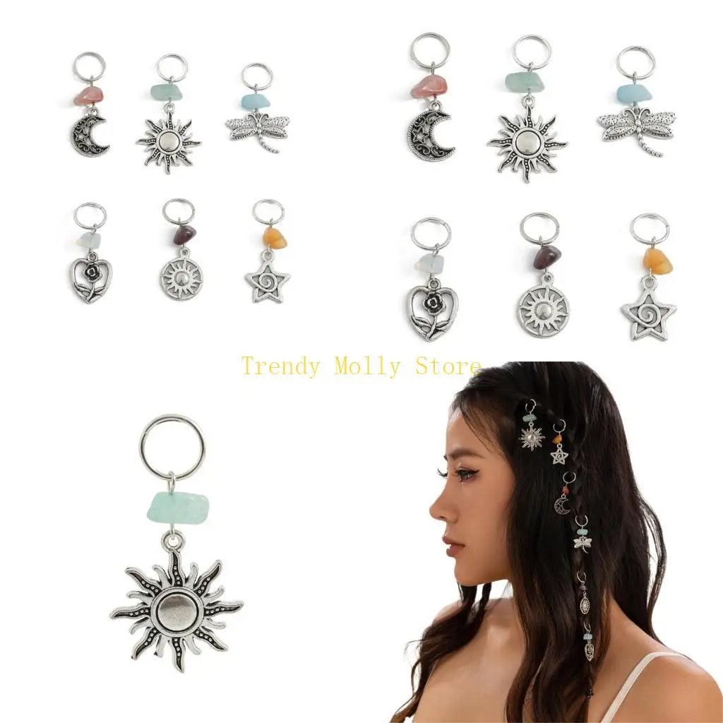 

N5KB манжеты для путешествий, очаровательные этнические кольца для волос, коса, подвеска, дреды, аксессуар, 6 шт.