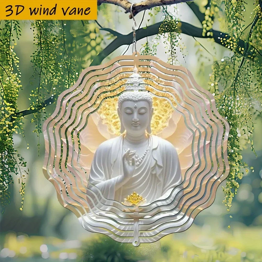 CIFBUY Yin Yang Buddha Windspiel 360° Drehbar Outdoor Garten Meditation Deko Zen Kunst Geschenk
