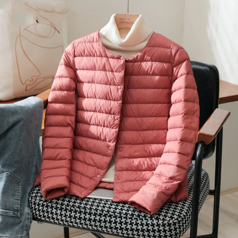 

New Women's White Duck Down Liner Puffer Jacket 2025 Autumn Winter Female Keep Warm Korean Office Lady Down Coat