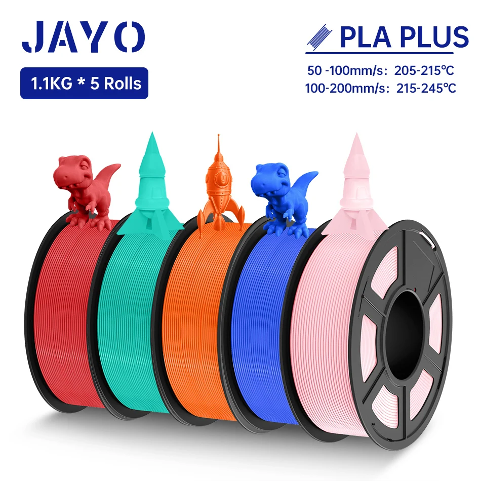 JAYO PLA Plus Filament 5 Rolls 1.75MM PLA + 3D Printer Filament  1.1KG/roll For 3D Neatly Wound Coloful 3D Printing Material