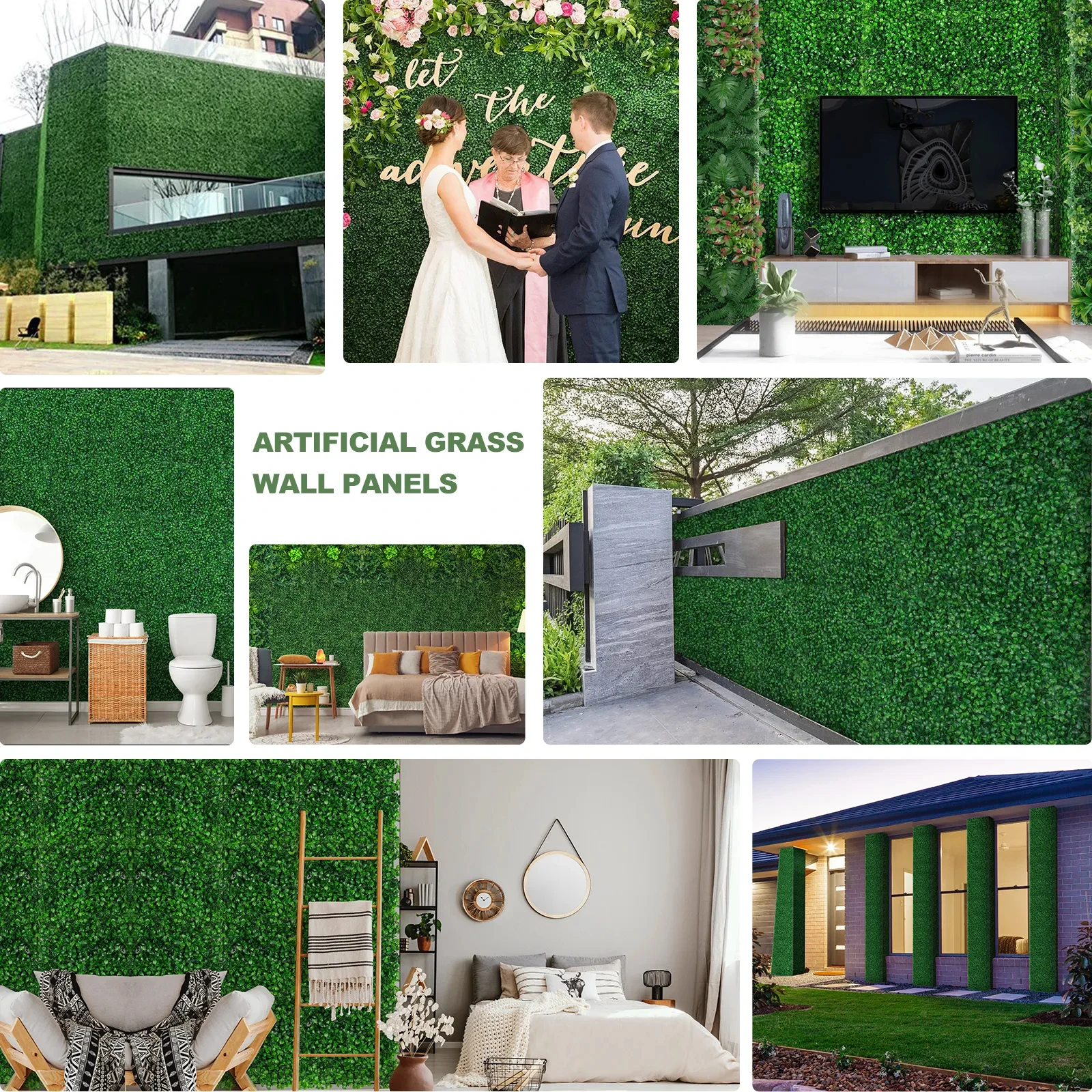 Artificial Plants Grass Wall Panel Boxwood Hedge Greenery UV Protection Green Decor Privacy Fence Backyard Screen Wedding view 6