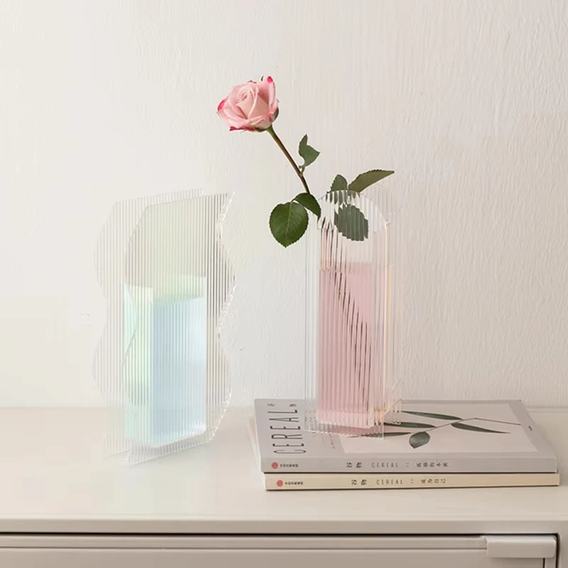 

Cutelife Nordic Large Transparent Acrylic Flower Vase Hydroponic Living Room Home Decoration Vase Geometric Wedding Plant Vase