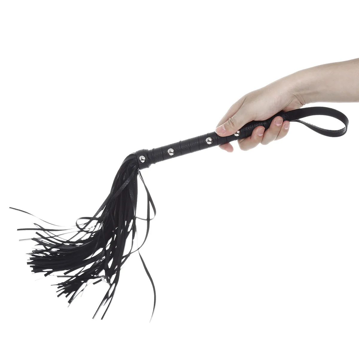 59Cm Pu Leer Paard Zweep, Punk Klinknagel Bull Whip Paard Training Crop Paardensport Rijden Paardensport Met Polsband