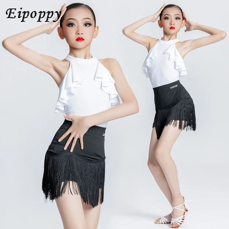 Latin Dance Training Kleidung für Mädchen Xia profession elle Tanz Performance Kleidung neuen Stil Kinder rücken frei schwarz und weiß