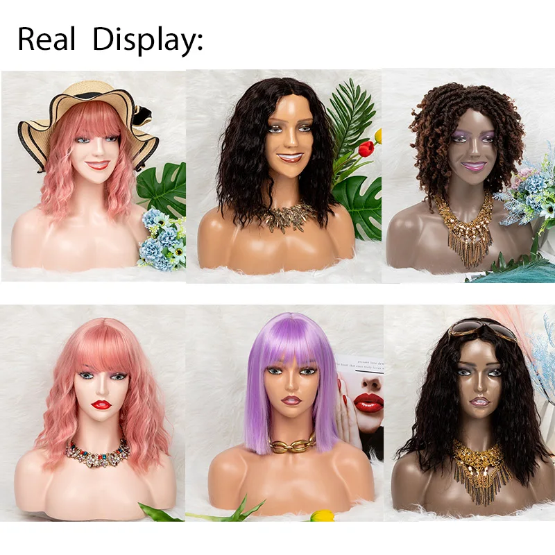 Wig Mannequin Head With Shoulders 1Pcs+Silicone Non-Slip Cap 1Pcs Plussign Realistic Head For Display Hat Wig Jewelry