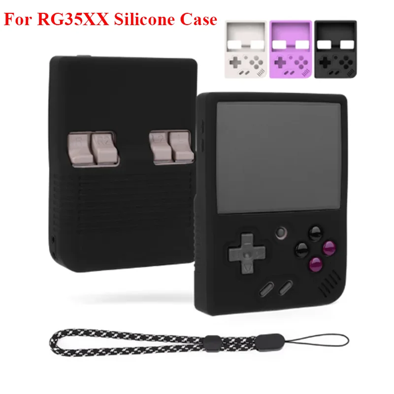 

Case Cover For RG35XX Game Console Silicone Protective Case Anti-Scratch Soft Skin Shell with Lanyard Game Accessories