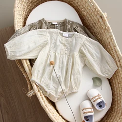 Baby Girl Clothes Ivory Lace Summer Organic Cotton Ruffle Baby Girl Romper Playsuit Newborn Baby Girl One-pieces FloralJumpsuits