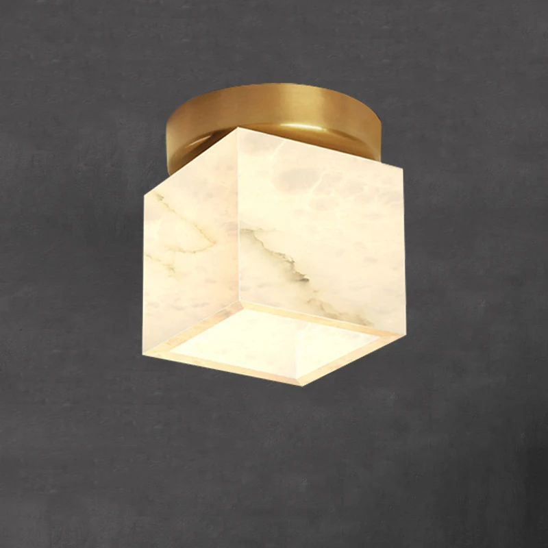 Marble Ball Entrance Light Led Luxury Golden Brass Small Square Ceiling Lamp Restroom Bedroom Balcony Aisle Luminaire