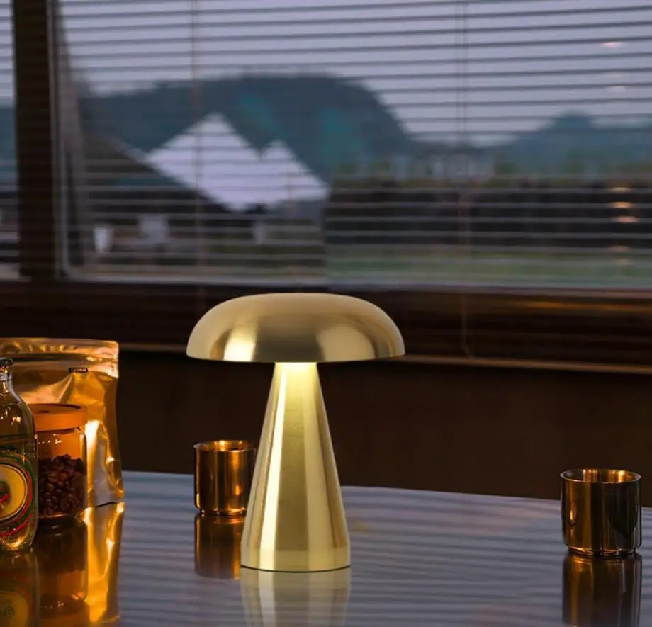 Mushroom Shaped LED Desk Lamp Touch Switch Adjustable Color Atmosphere Lights Cafe Restaurant Living Room Decorative Desk Lamp